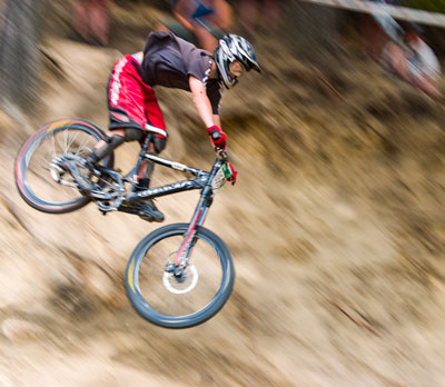 Downhill rider mid-air at the 2006 Downhill Nationals